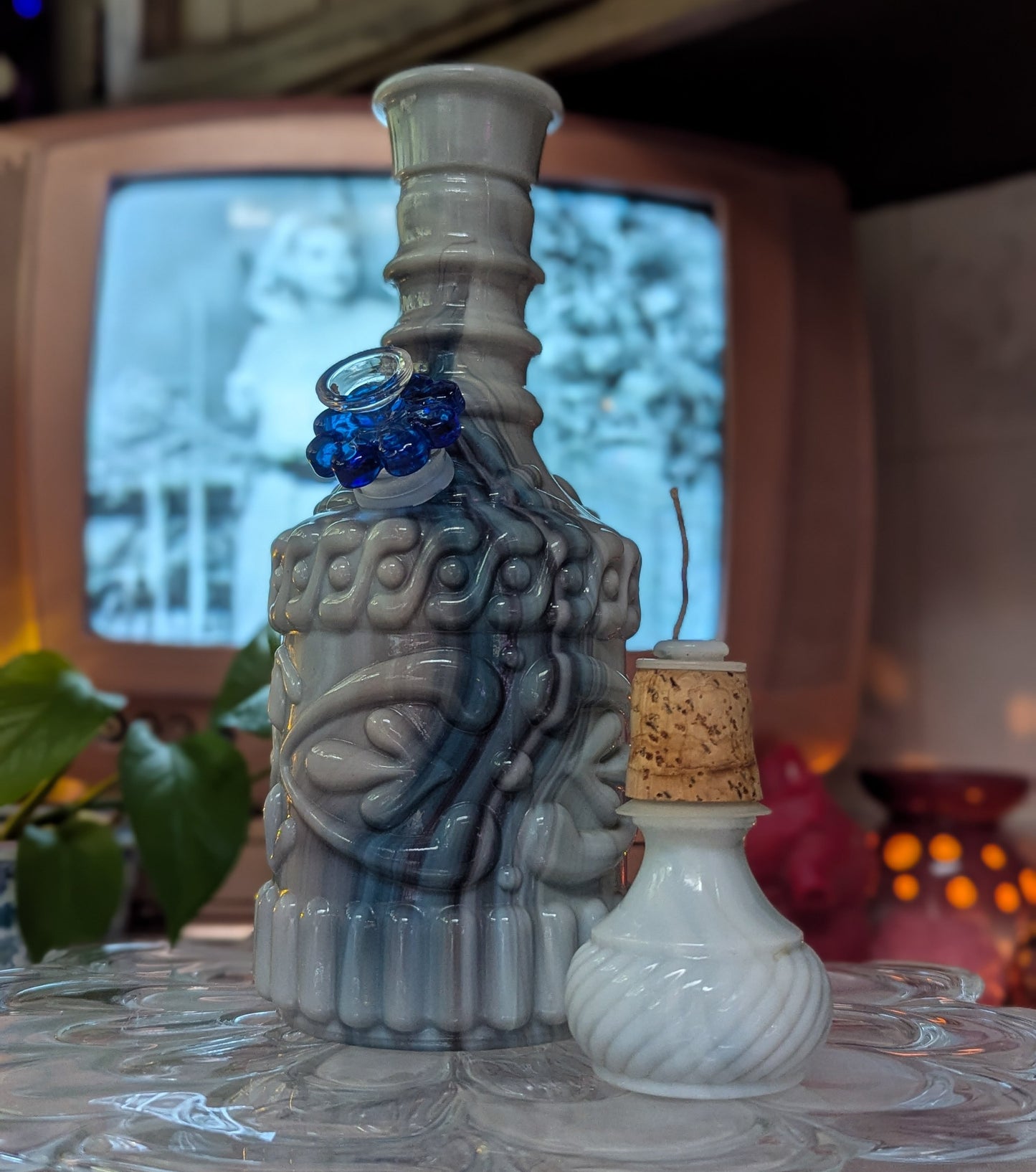 Jim Beam slag glass decanter