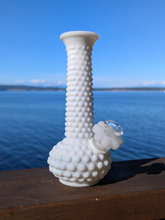 E.O. Brody milk glass vase