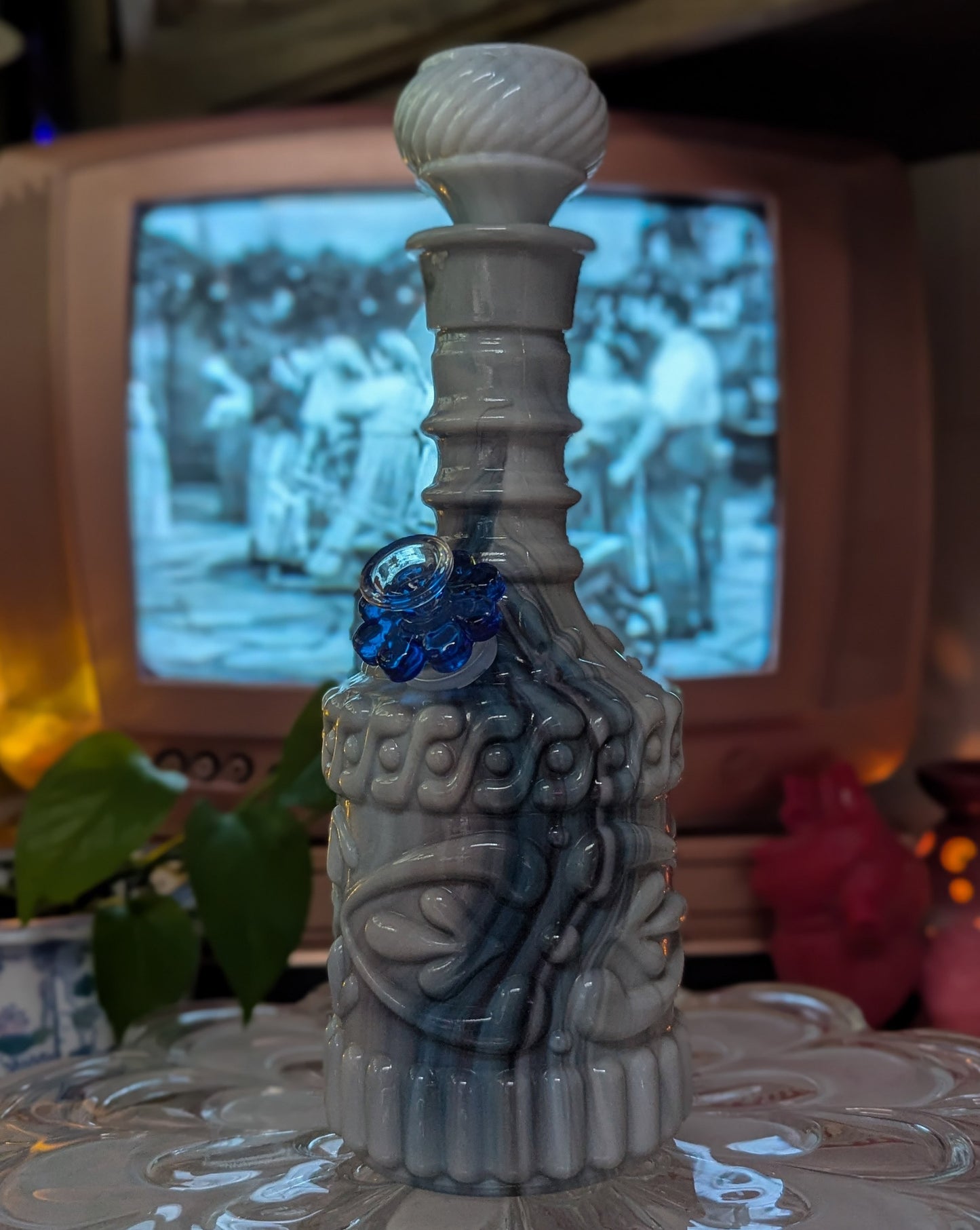 Jim Beam slag glass decanter