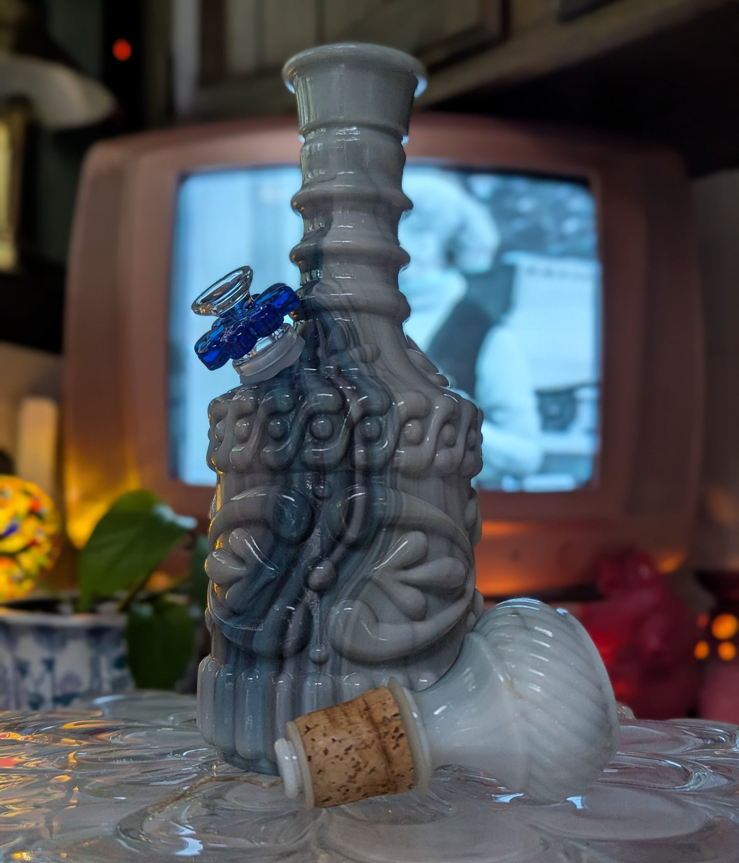 Jim Beam slag glass decanter